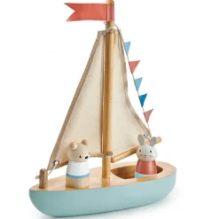 Houten speelgoedboot Sail Away - met 2 poppetjes