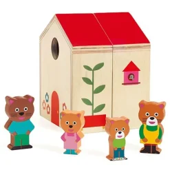 Houten Speelhuisje Met 4 Figuren | Minihouse
