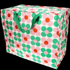 Jumbo Opbergtas - Pink and green Daisy