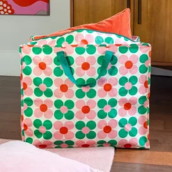 Jumbo Opbergtas - Pink and green Daisy