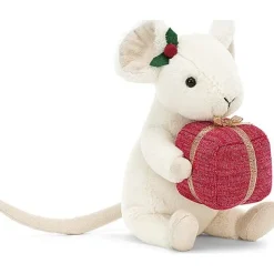 Kerst Knuffel Merry Muis Met Cadeau - 18 cm