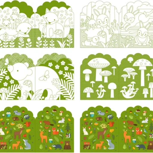 Kleurboek met stickers - Bos
