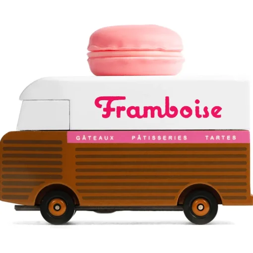 Macaron Van Pink (H189) 8,4X4,1X6,5Cm, Wooden Diecast, In