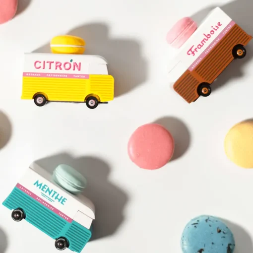 Macaron Van Pink (H189) 8,4X4,1X6,5Cm, Wooden Diecast, In
