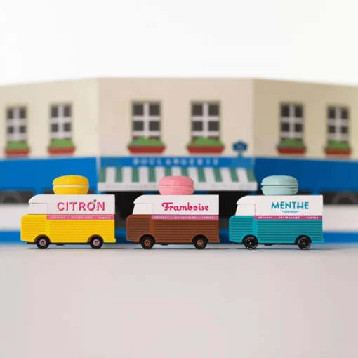 Macaron Van Pink (H189) 8,4X4,1X6,5Cm, Wooden Diecast, In