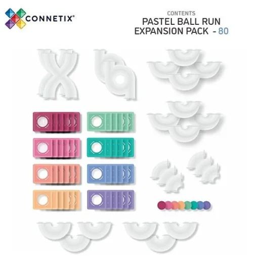 Magnetisch Speelgoed Knikkerbaan Pastel Ball Run Expansion Pack | Set van 80