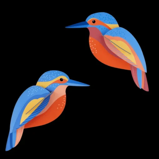 Muurdecoratie Wall Art Garden Birds - Kingfishers