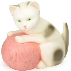 Nachtlamp - Kat Met Roze Bol Wol