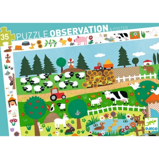 Observatiepuzzel De Boerderij - 35 stukjes + poster