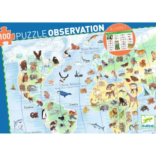 Observatiepuzzel De Dieren van de Wereld - 100 stukjes + boekje
