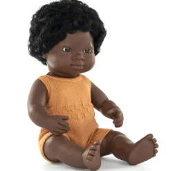 Pop Afrikaans meisje met zwarte krullen - 38 cm