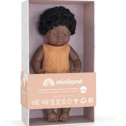 Pop Afrikaans meisje met zwarte krullen - 38 cm