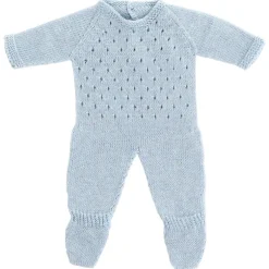 Poppenkledij Pyjama Gebreid Blauw - 38 cm