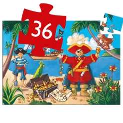 Puzzel in silhouetdoos De piraat en zijn schat - 36 stukjes