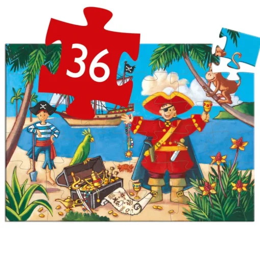 Puzzel in silhouetdoos De piraat en zijn schat - 36 stukjes