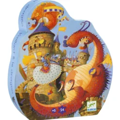 Puzzel in silhouetdoos Vaillant et le Dragon - 54 stukjes