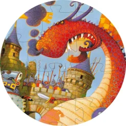 Puzzel in silhouetdoos Vaillant et le Dragon - 54 stukjes