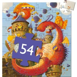 Puzzel in silhouetdoos Vaillant et le Dragon - 54 stukjes