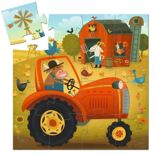 Puzzel in silhouette doos Tractor - 16 stukjes