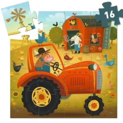 Puzzel in silhouette doos Tractor - 16 stukjes