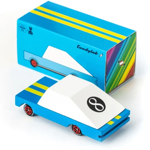Racer Blue #8 (F830) 8,9X4,1X3Cm, Wooden Diecast, Magnetic, In
