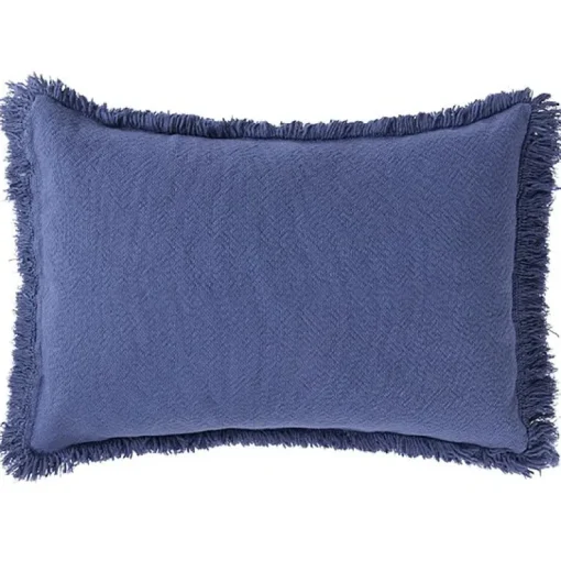 Rechthoekig Kussen Landscape Fringes Cushion Cobalt