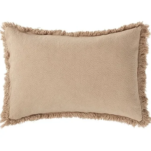 Rechthoekig Kussen Landscape Fringes Cushion Sesame
