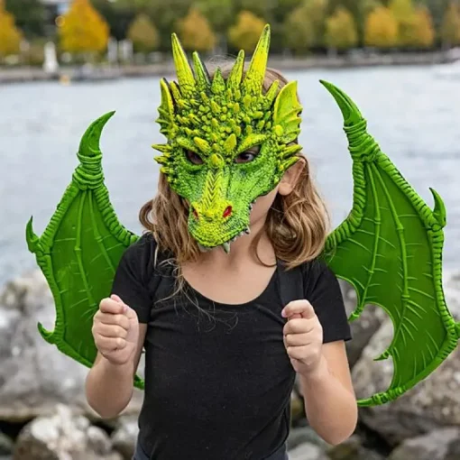Rubberen Drakenmasker - Groen