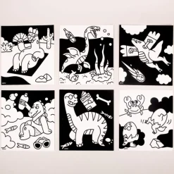 Set van 6 fluwelen kleurplaten Velvet Coloring - Dino