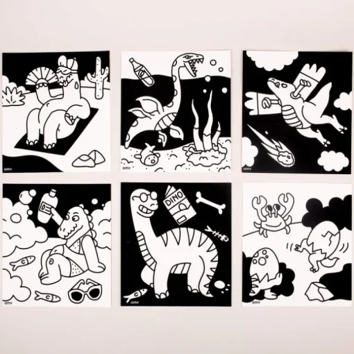 Set van 6 fluwelen kleurplaten Velvet Coloring - Dino