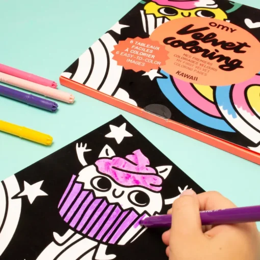 Set van 6 fluwelen kleurplaten Velvet Coloring - Kawaii
