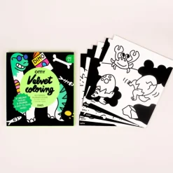 Set van 6 fluwelen kleurplaten Velvet Coloring - Dino
