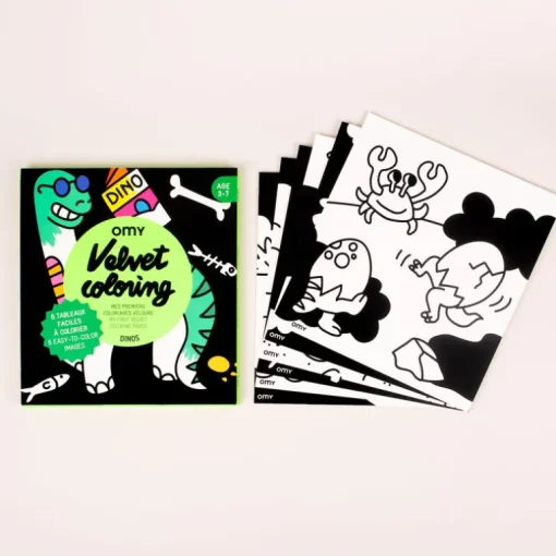 Set van 6 fluwelen kleurplaten Velvet Coloring - Dino