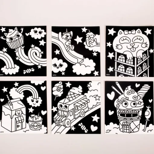 Set van 6 fluwelen kleurplaten Velvet Coloring - Kawaii