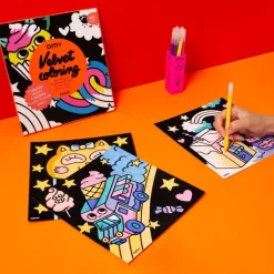 Set van 6 fluwelen kleurplaten Velvet Coloring - Kawaii