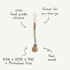 Siliconen EVA Fopspeenketting - Pale Taupe