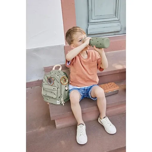 Stalen Drinkfles | Happy Prints Light Olive