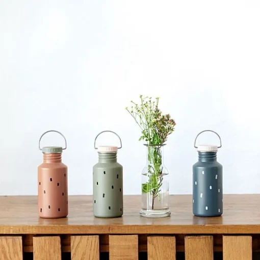 Stalen Drinkfles | Happy Prints Light Olive