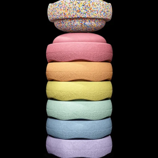 Stapelstein® Mini SPECIAL Rainbow Pastel - set van 6 + 1 GRATIS Mini Super Confetti