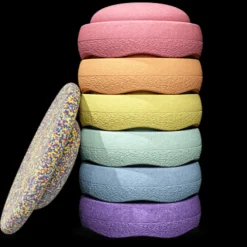 Stapelstein Rainbow Set Pastel - set van 6 + 1 GRATIS balansbord Confetti