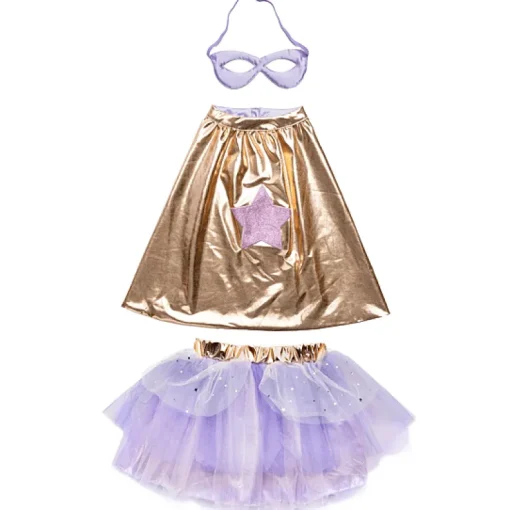 Superheldenkostuum Met Tutu En Masker Metallic Rose Gold Lilac