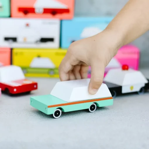 Wagon Teal (F240) 8,9X4,1X3Cm, Wooden Diecast, Magnetic, In