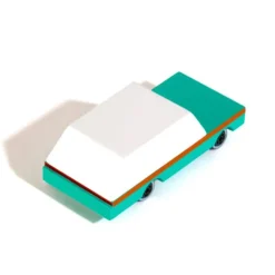 Wagon Teal (F240) 8,9X4,1X3Cm, Wooden Diecast, Magnetic, In
