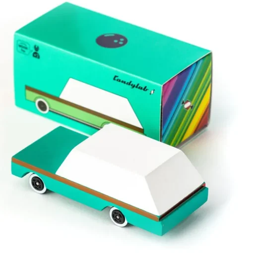 Wagon Teal (F240) 8,9X4,1X3Cm, Wooden Diecast, Magnetic, In