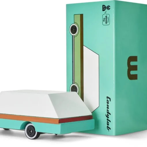 Wagon Teal (F240) 8,9X4,1X3Cm, Wooden Diecast, Magnetic, In