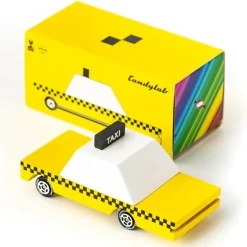Yellow Taxi (F102) 8,9X4,1X2,5Cm, Wooden Diecast, In Giftbox,