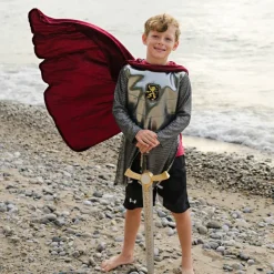Zilveren Ridderkostuum Met Rode Cape